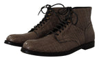 Derby-Stiefel aus grauem Krokodilleder