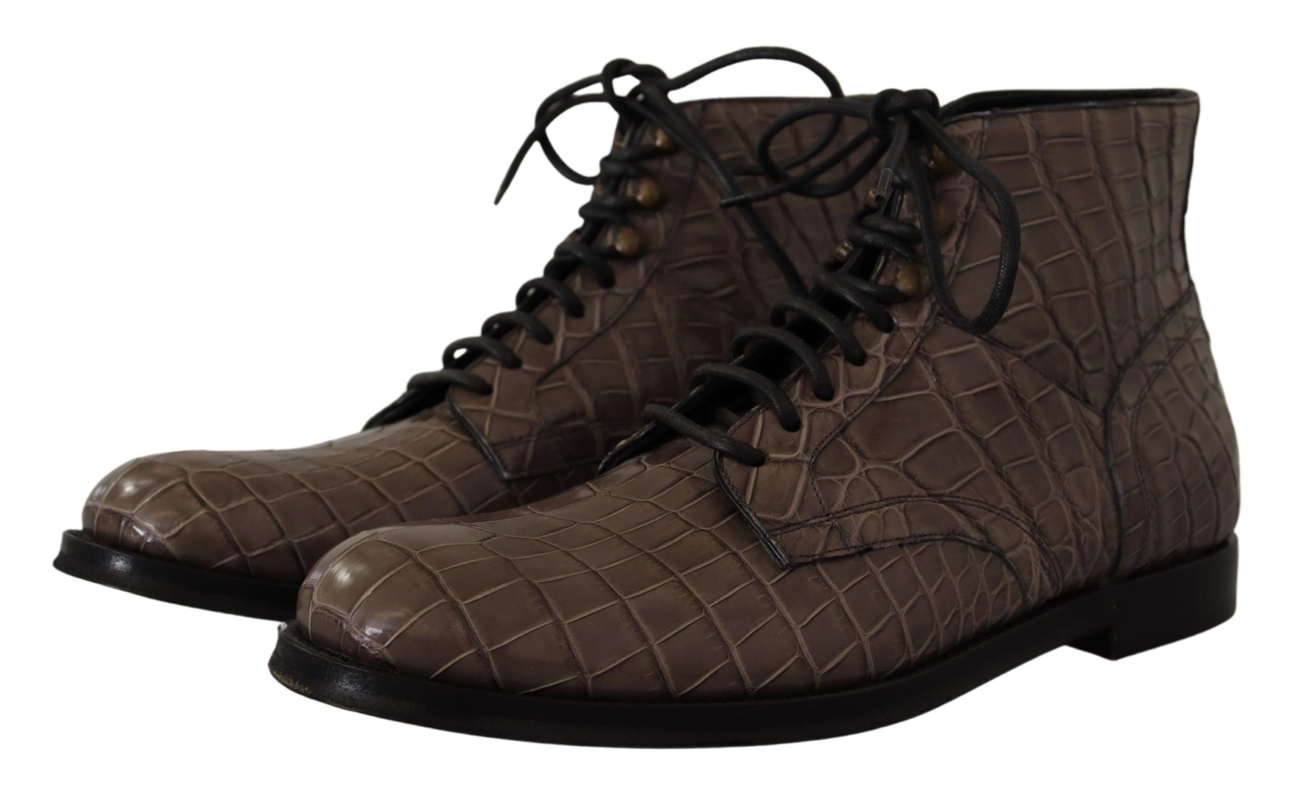 Derby-Stiefel aus grauem Krokodilleder