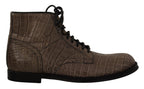 Derby-Stiefel aus grauem Krokodilleder