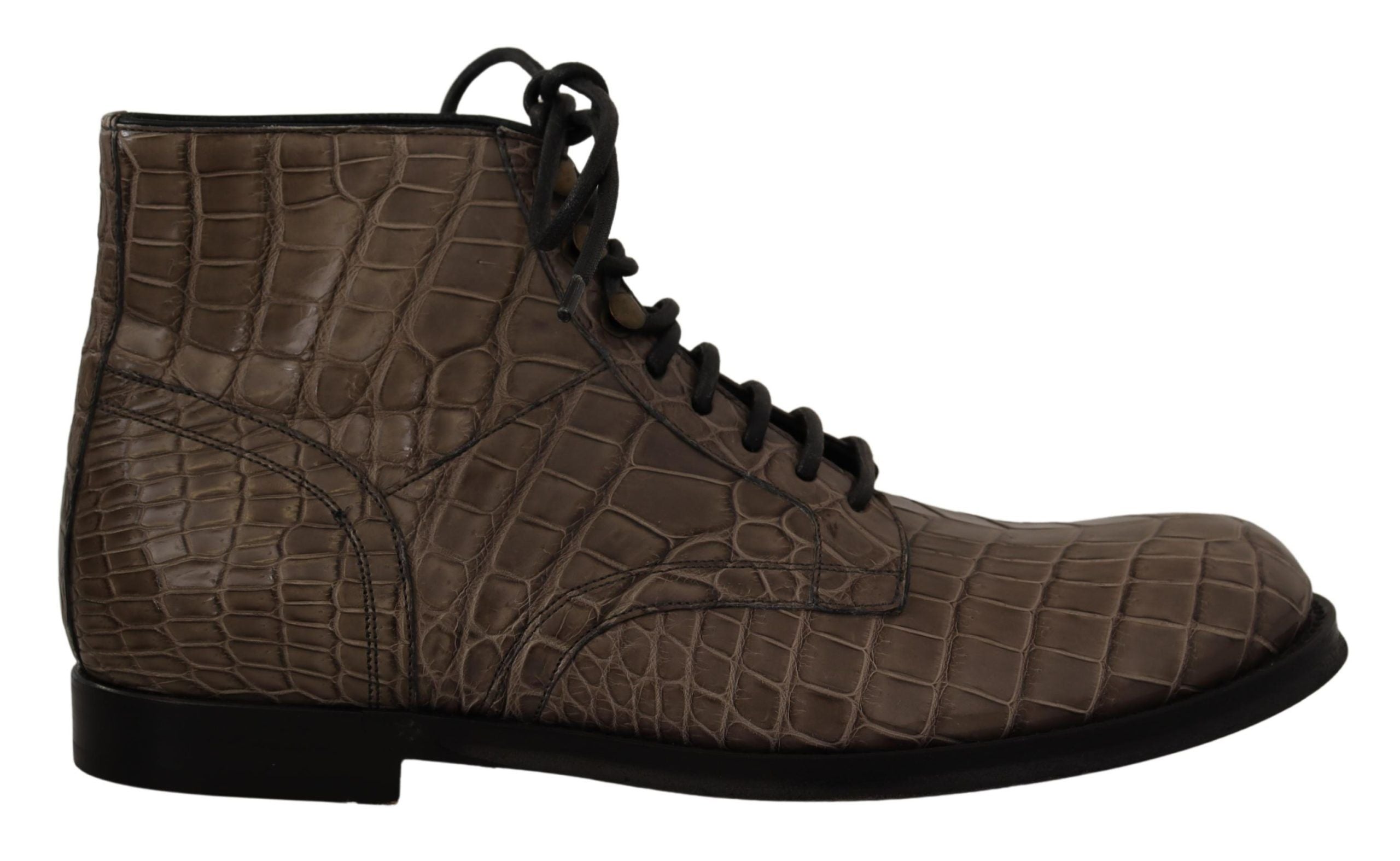 Derby-Stiefel aus grauem Krokodilleder