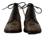 Derby-Stiefel aus grauem Krokodilleder