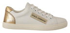 White Gold Leather Low Top Sneakers