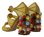 Gelbe Leder Crystal Ayers Sandalen Schuhe