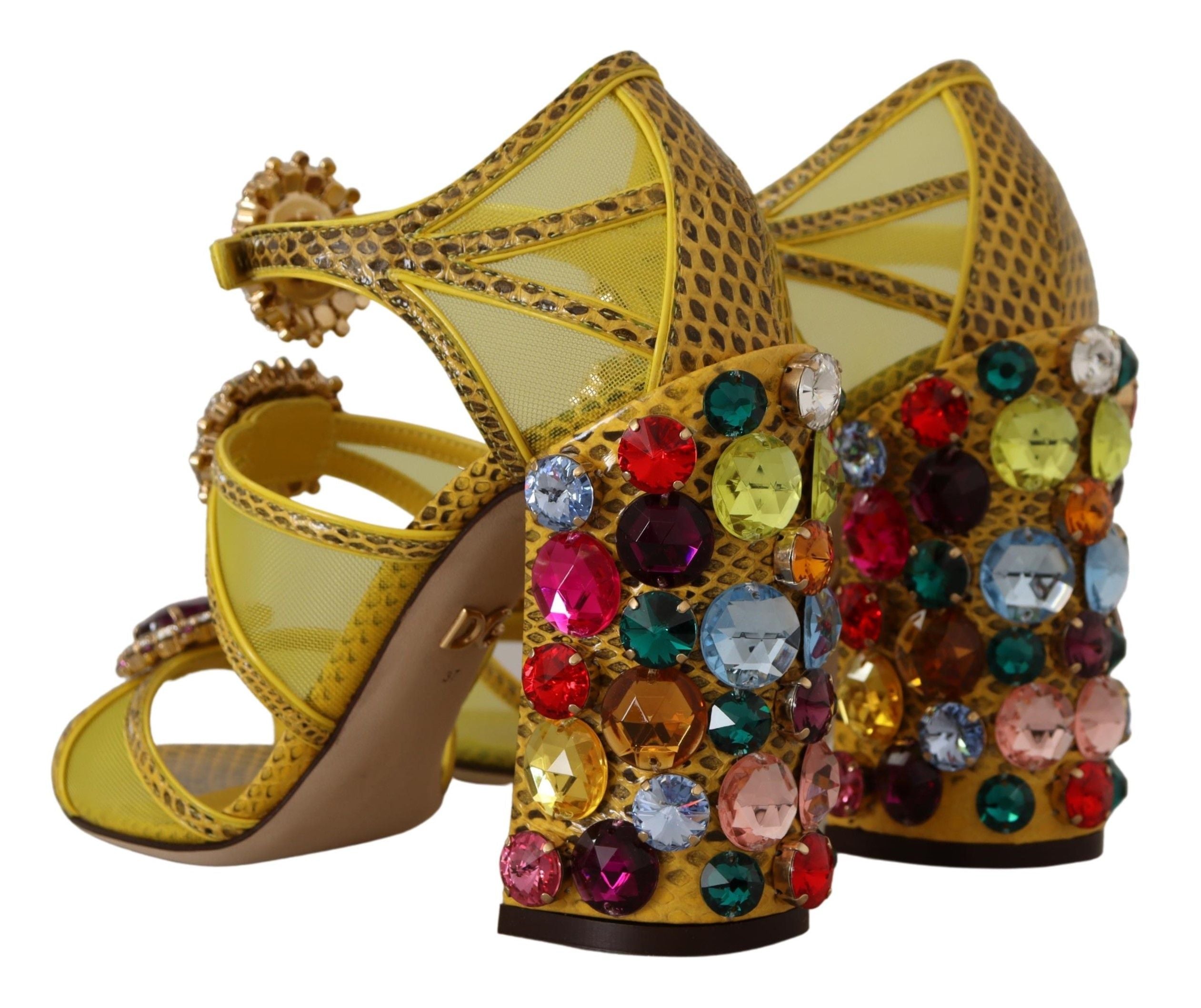 Gelbe Leder Crystal Ayers Sandalen Schuhe