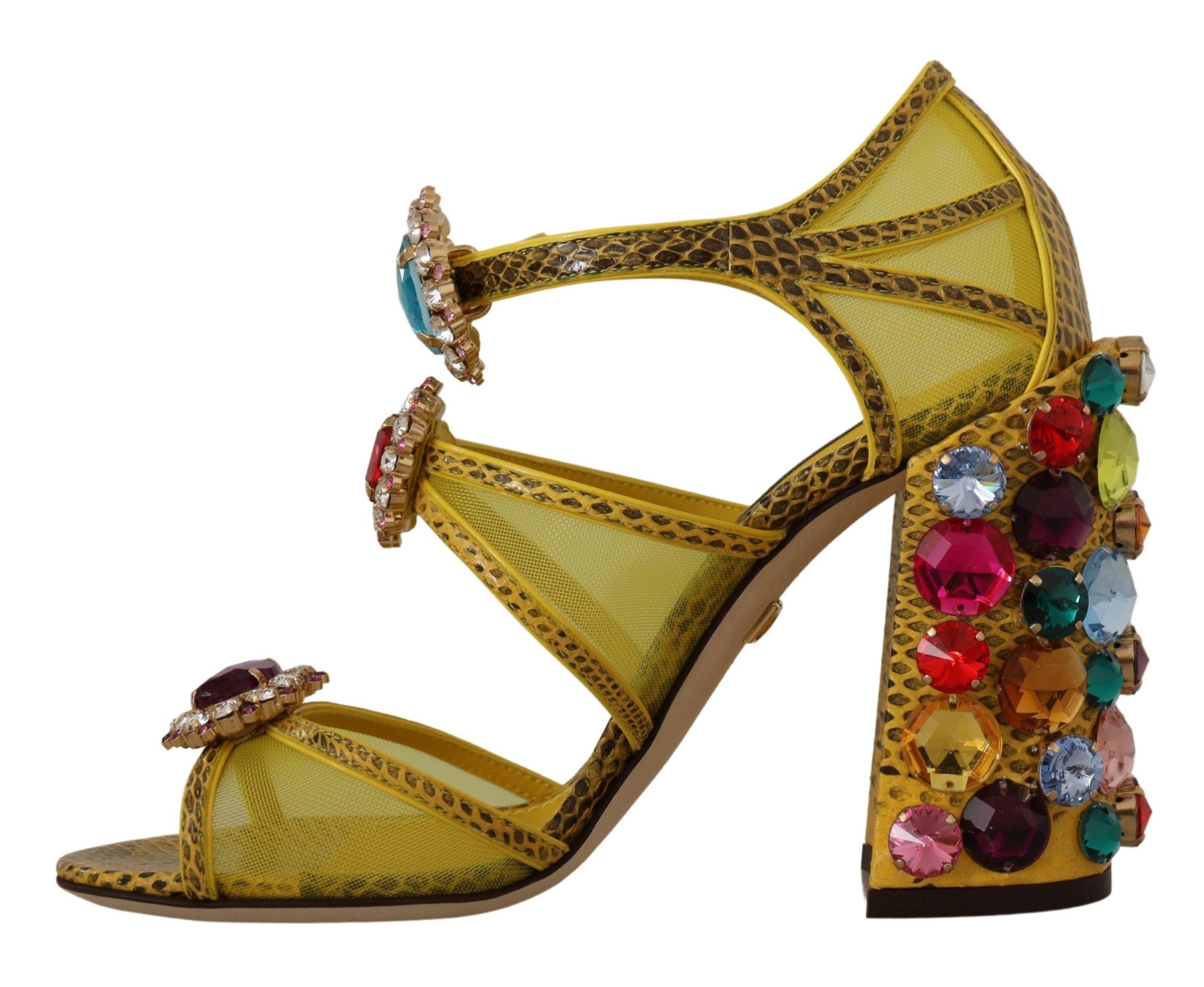 Gelbe Leder Crystal Ayers Sandalen Schuhe