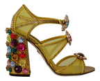 Gelbe Leder Crystal Ayers Sandalen Schuhe