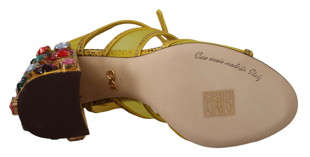 Gelbe Leder Crystal Ayers Sandalen Schuhe