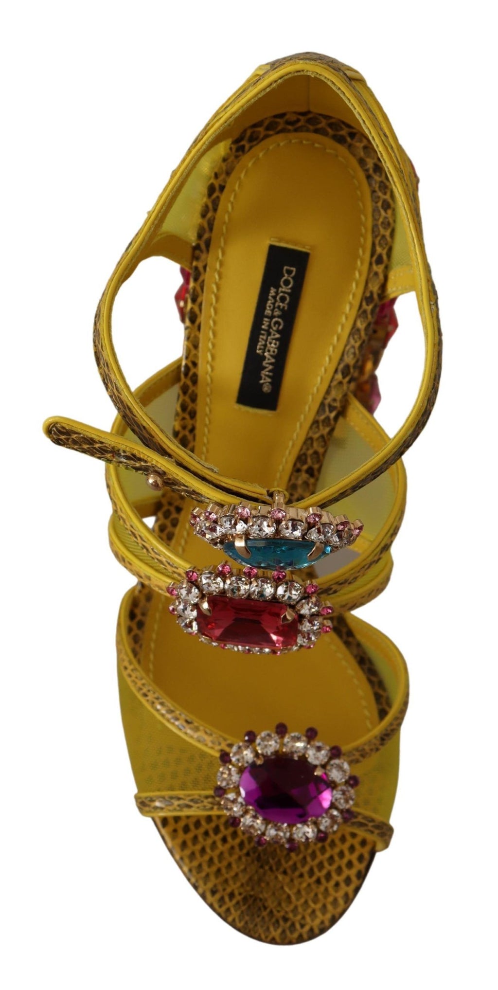 Gelbe Leder Crystal Ayers Sandalen Schuhe