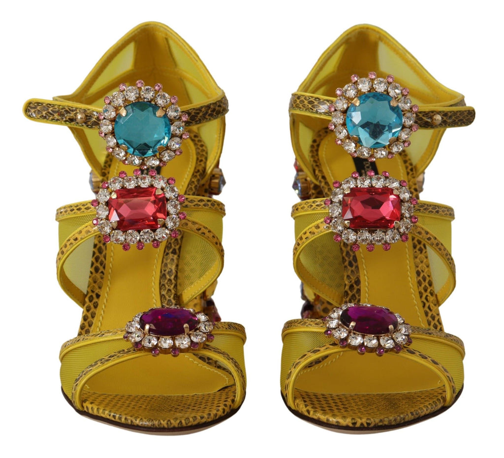 Gelbe Leder Crystal Ayers Sandalen Schuhe
