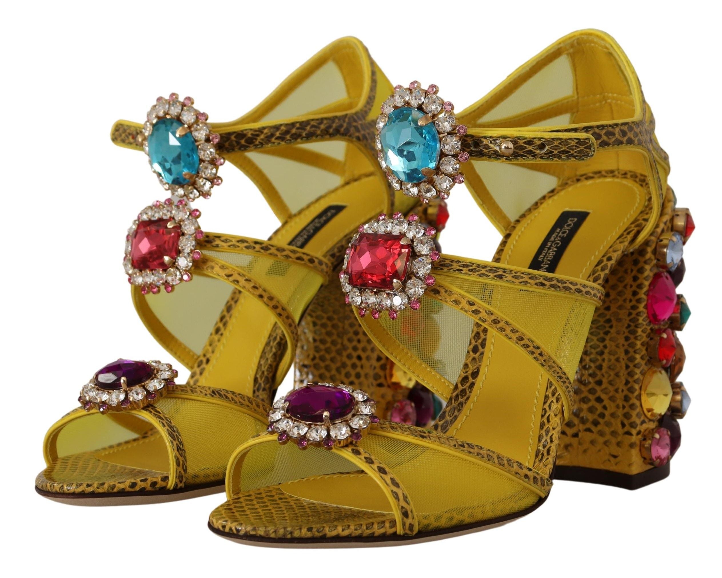 Gelbe Leder Crystal Ayers Sandalen Schuhe