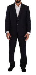 Blauer Polyester-Anzug, einreihig, formell