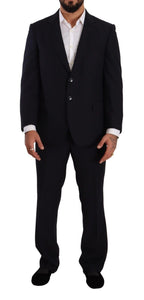 Blauer Polyester-Anzug, einreihig, formell