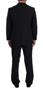 Blauer Polyester-Anzug, einreihig, formell