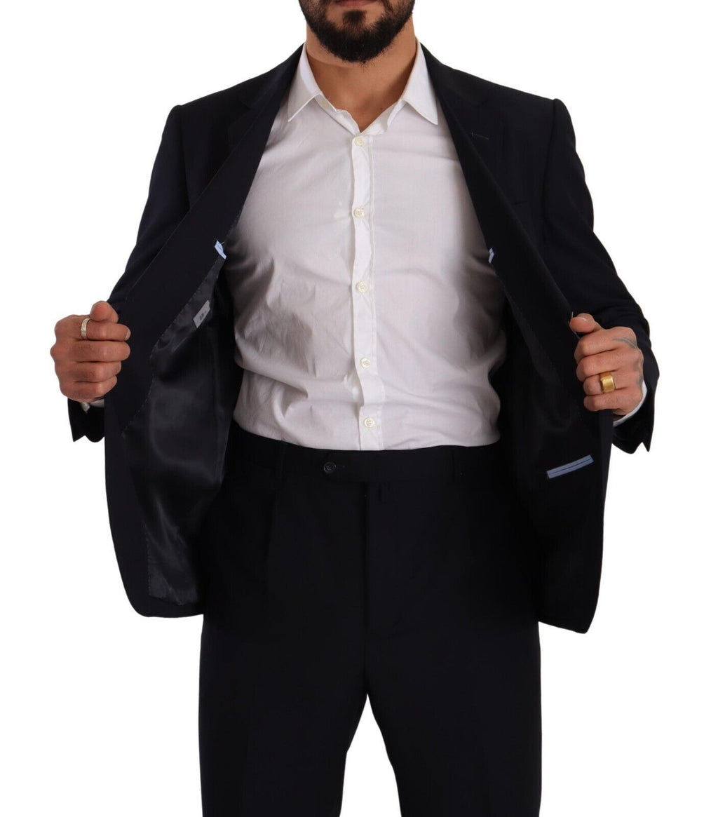 Blauer Polyester-Anzug, einreihig, formell