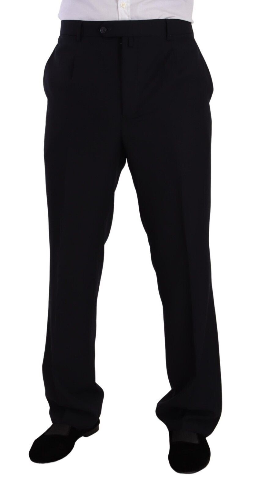 Blauer Polyester-Anzug, einreihig, formell