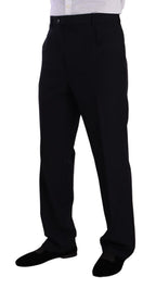 Blauer Polyester-Anzug, einreihig, formell