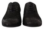Oxford Herrenschuhe aus schwarzem Kaimanleder