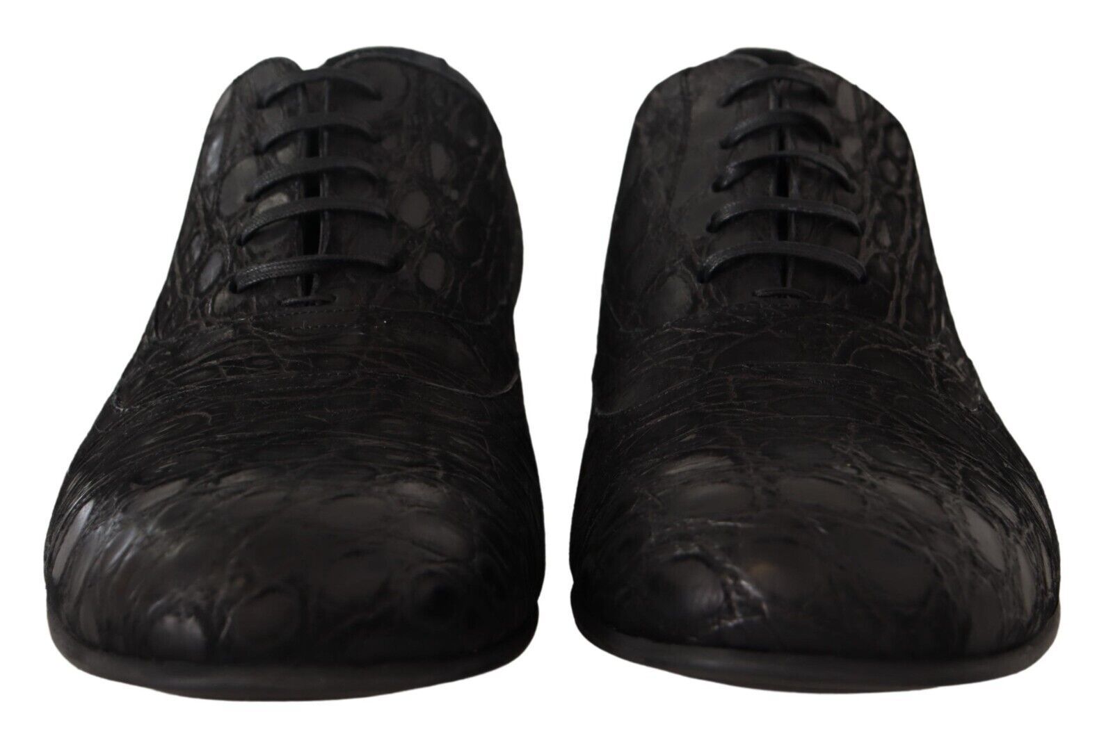 Oxford Herrenschuhe aus schwarzem Kaimanleder
