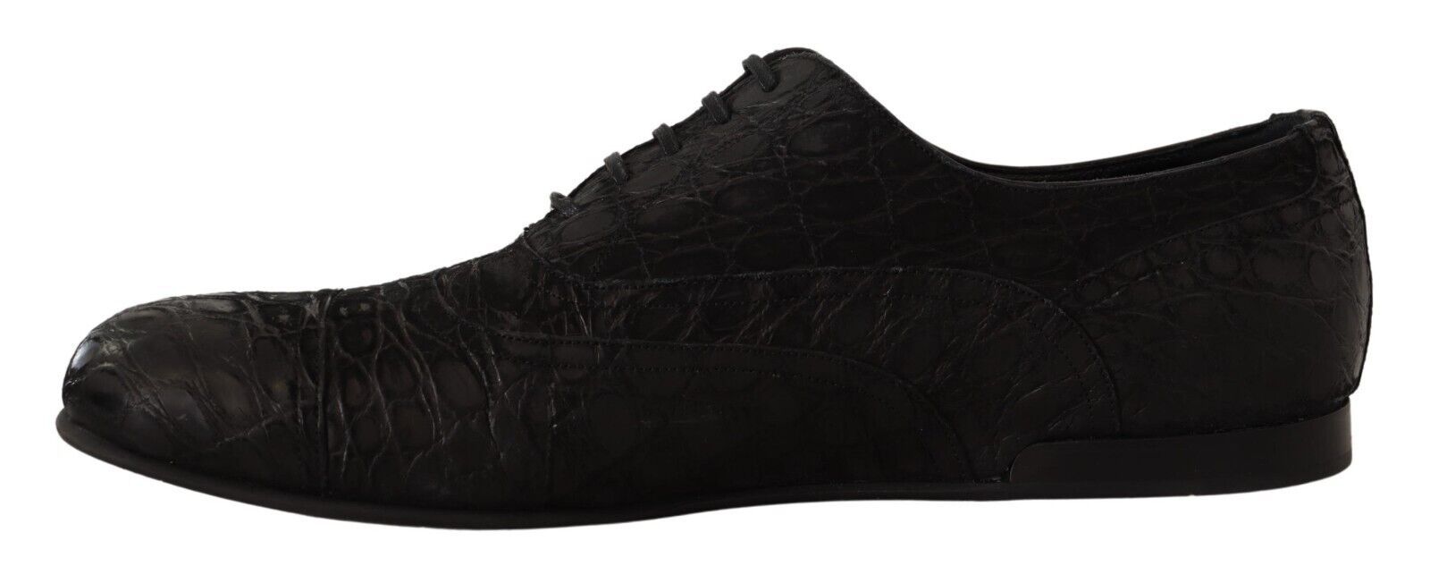 Oxford Herrenschuhe aus schwarzem Kaimanleder