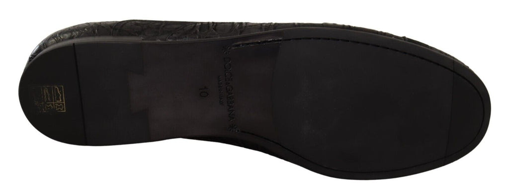 Oxford Herrenschuhe aus schwarzem Kaimanleder