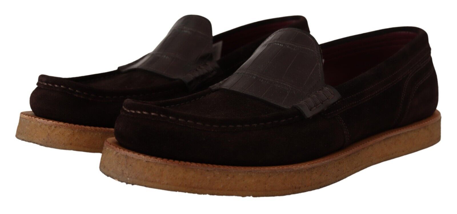 Scarpe mocassino basse in pelle scamosciata marrone