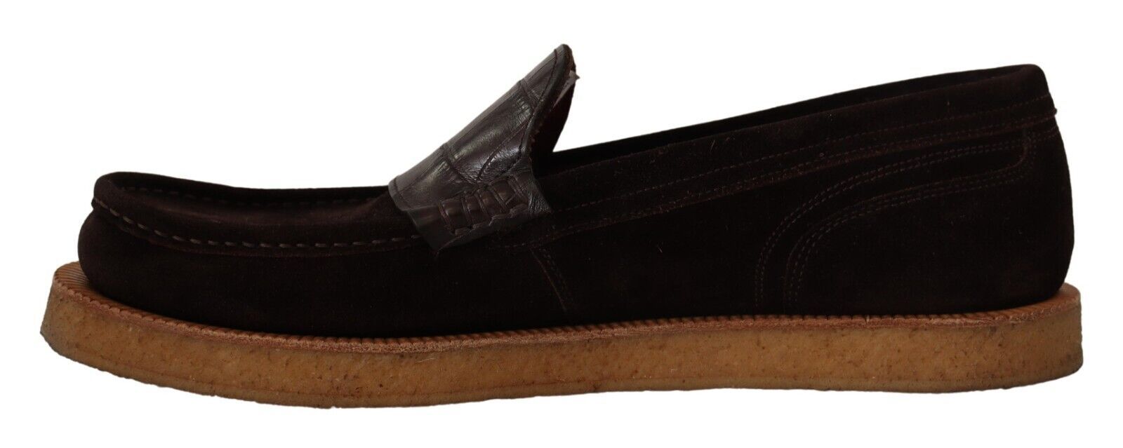 Scarpe mocassino basse in pelle scamosciata marrone