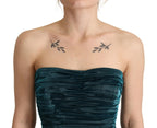 Türkises drapiertes Midikleid mit Bustier-Oberteil