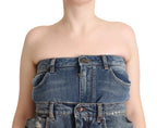 Dunkelblauer trägerloser Denim-Jumpsuit aus Baumwolle
