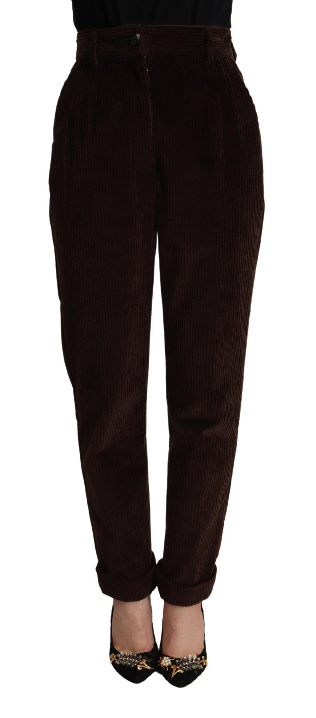Bordeaux-Cordhose aus Baumwolle mit schmal zulaufendem Bein