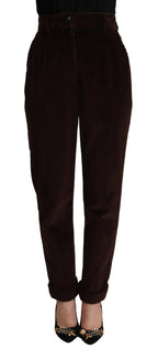 Bordeaux-Cordhose aus Baumwolle mit schmal zulaufendem Bein