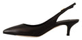 Schwarze Leder Slingbacks Pumps Schuhe