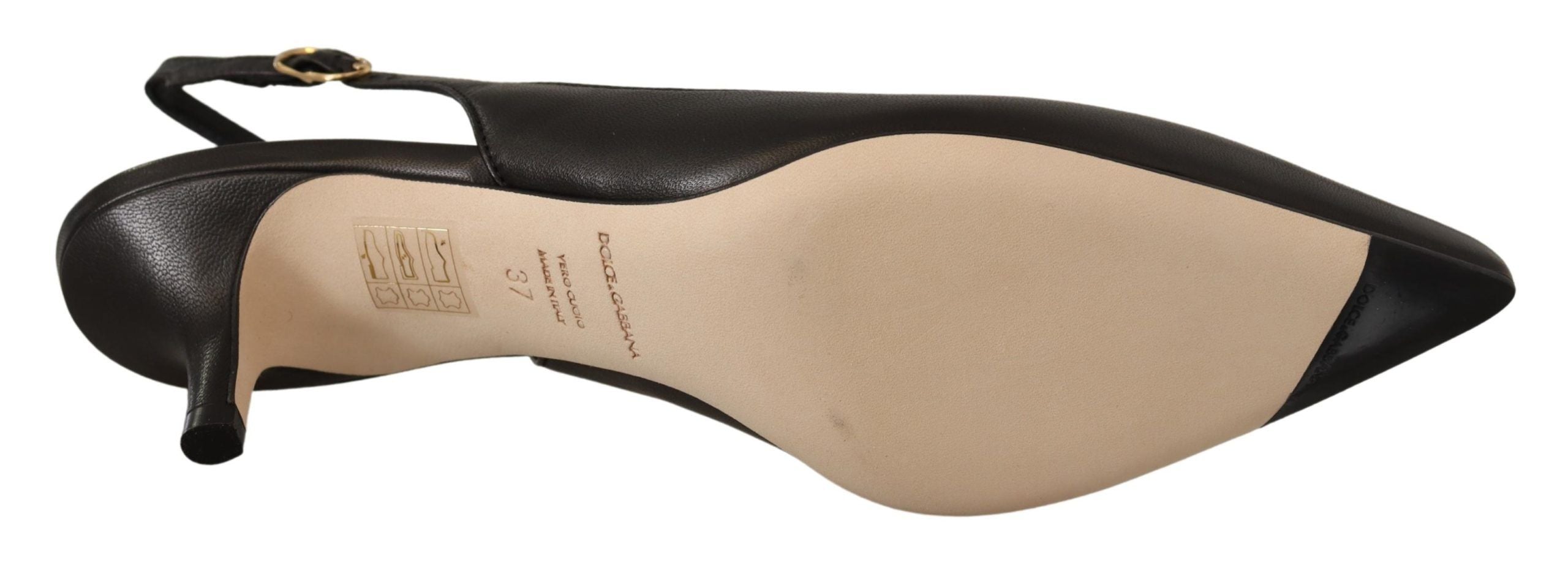 Schwarze Leder Slingbacks Pumps Schuhe