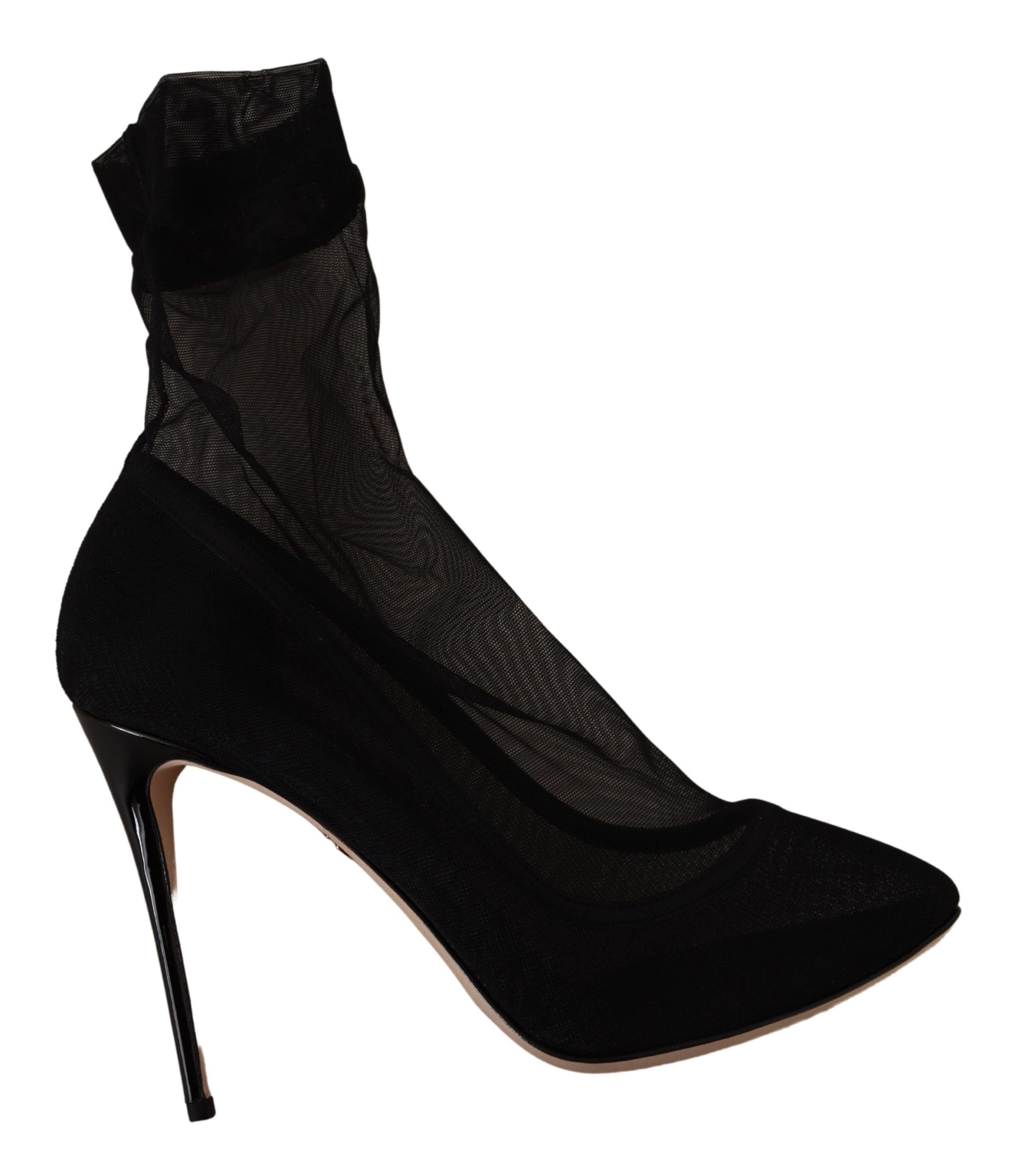 Schwarze Stretch-Tüll-Stretch-Stiefel-Schuhe