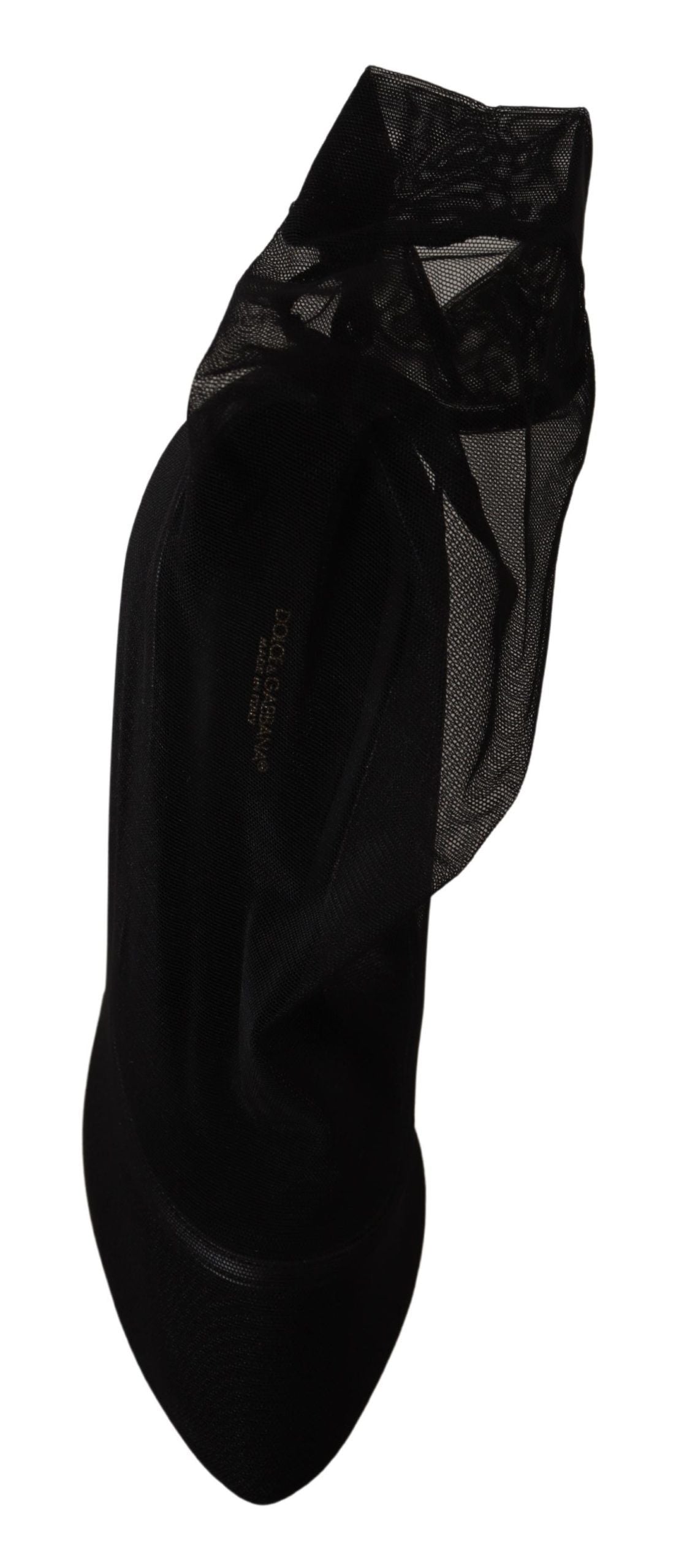 Schwarze Stretch-Tüll-Stretch-Stiefel-Schuhe