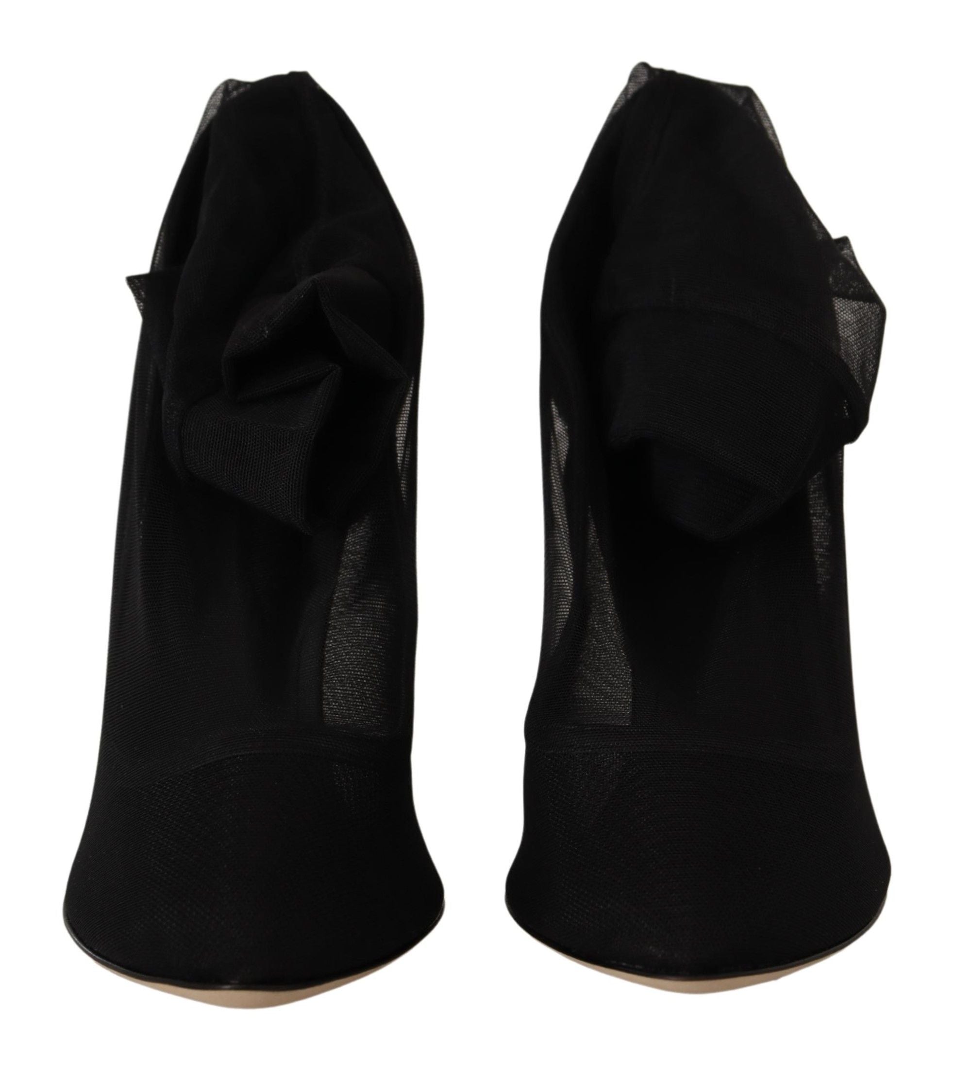 Schwarze Stretch-Tüll-Stretch-Stiefel-Schuhe