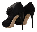 Schwarze Stretch-Tüll-Stretch-Stiefel-Schuhe