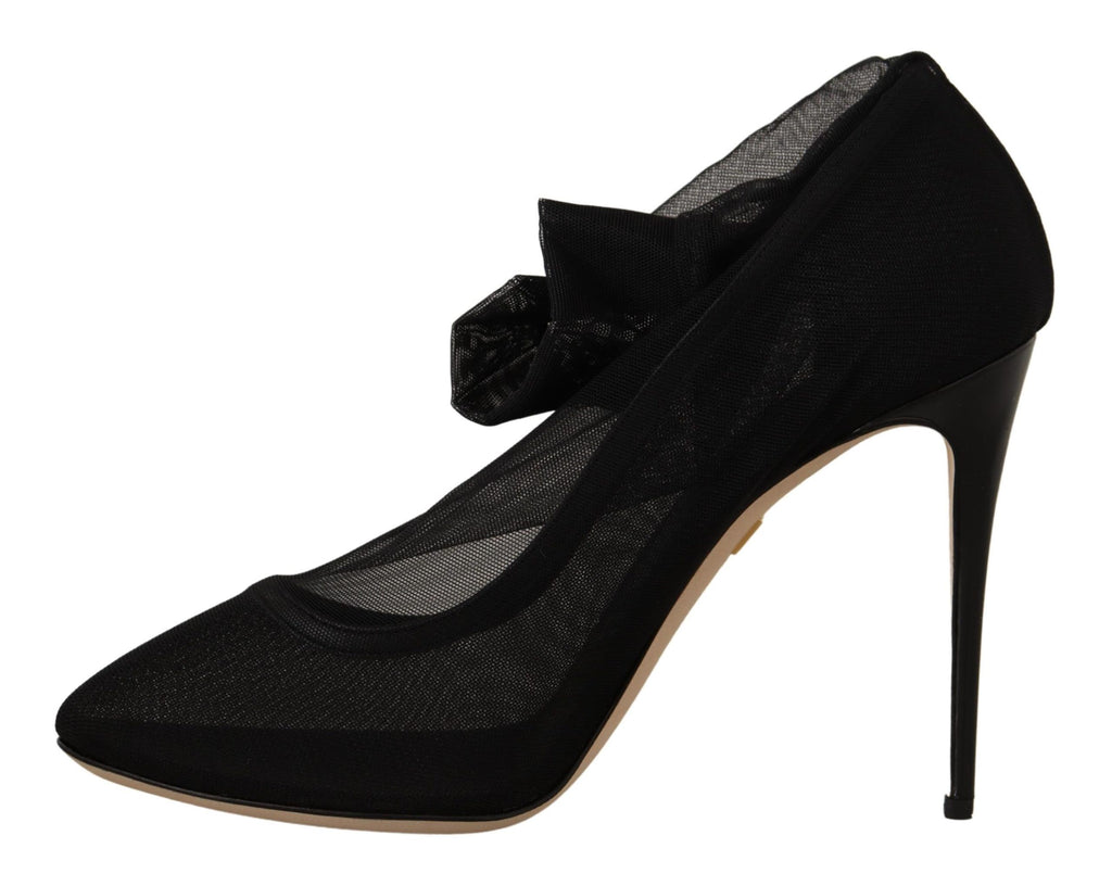 Schwarze Stretch-Tüll-Stretch-Stiefel-Schuhe
