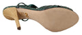 Grüne Python-Riemchensandalen mit Absätzen
