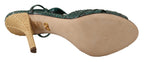 Grüne Python-Riemchensandalen mit Absätzen