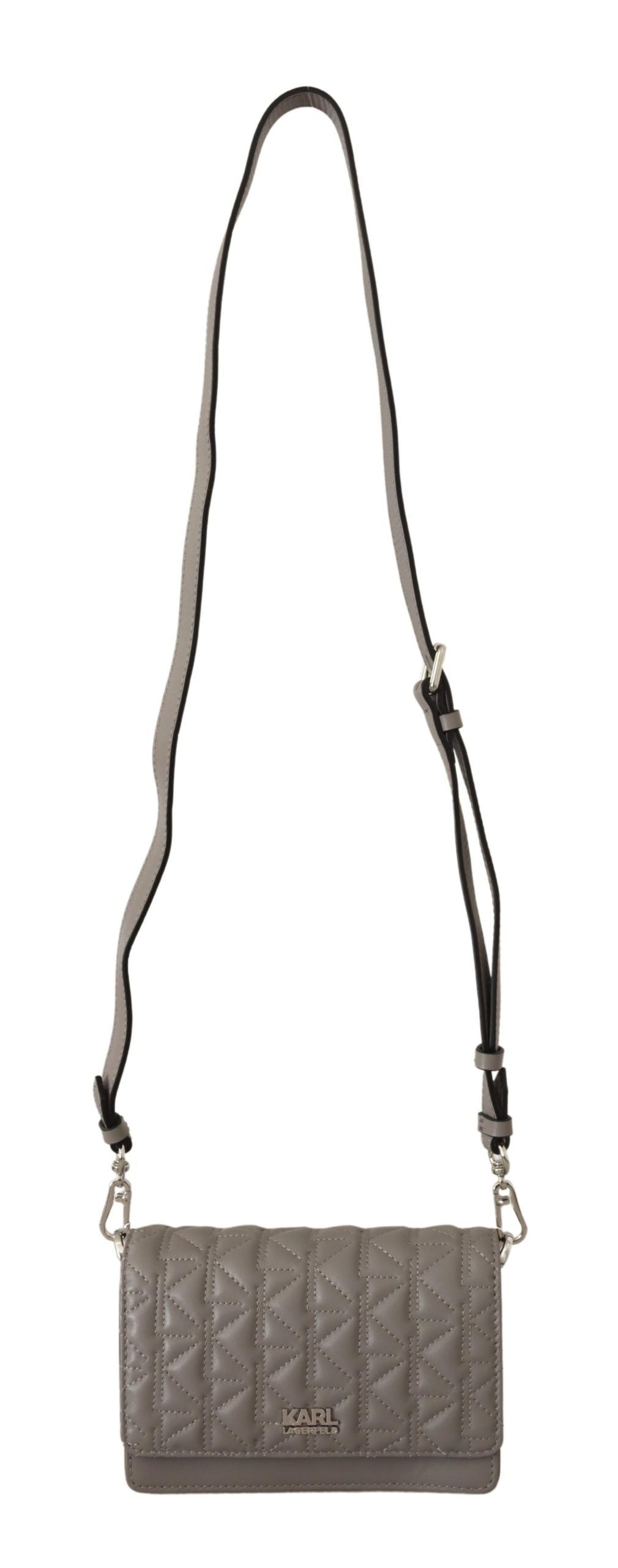 Crossbody-Tasche aus hellgrauem Leder
