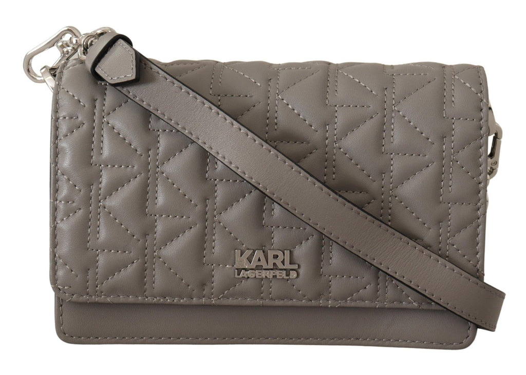 Crossbody-Tasche aus hellgrauem Leder