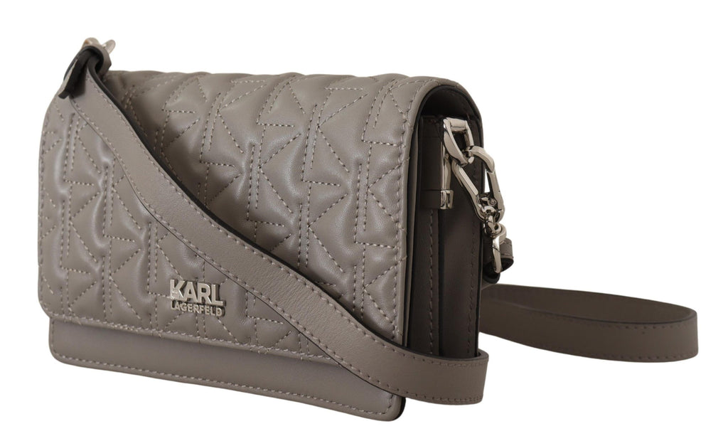 Crossbody-Tasche aus hellgrauem Leder
