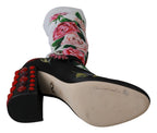 Schwarze Blumen-Socken Kristall-Jersey-Stiefel Schuhe