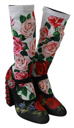 Schwarze Blumen-Socken Kristall-Jersey-Stiefel Schuhe