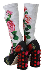 Schwarze Blumen-Socken Kristall-Jersey-Stiefel Schuhe