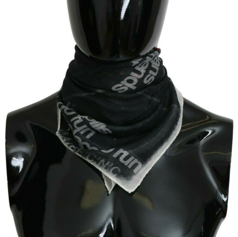 Dunkelgrauer Wollschal mit Logoprint