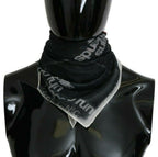 Dunkelgrauer Wollschal mit Logoprint