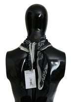 Dunkelgrauer Wollschal mit Logoprint
