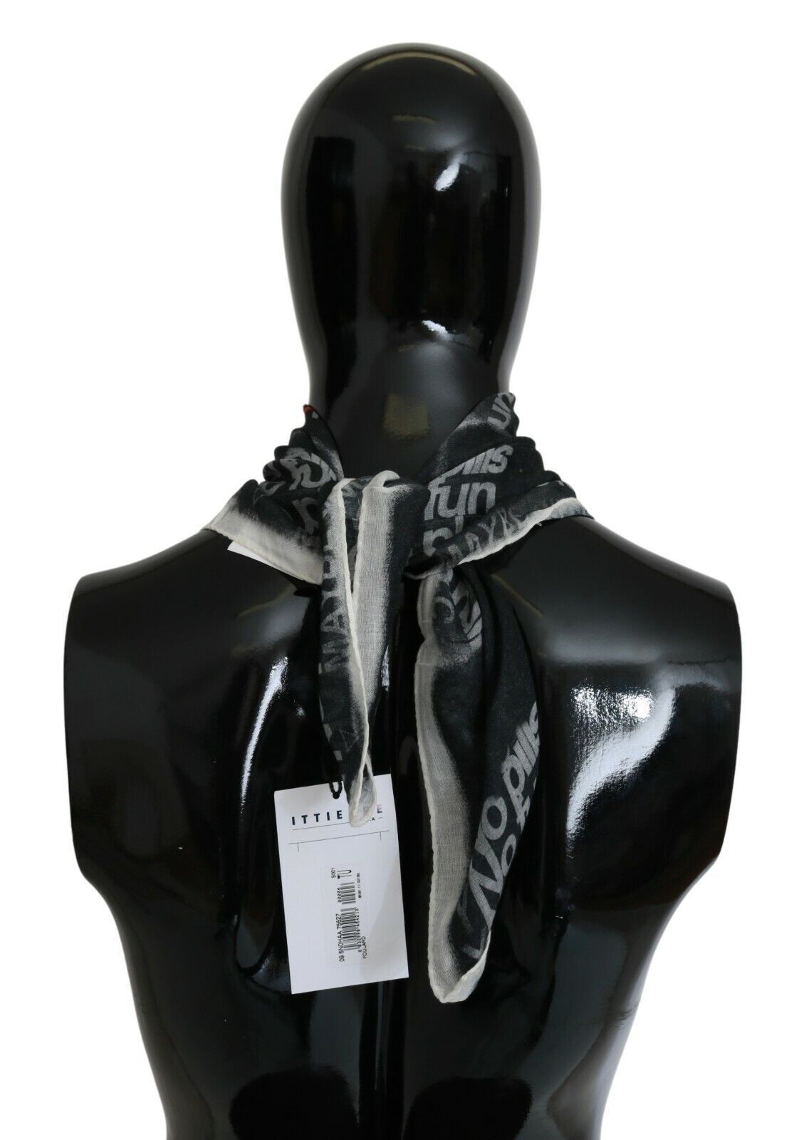 Dunkelgrauer Wollschal mit Logoprint