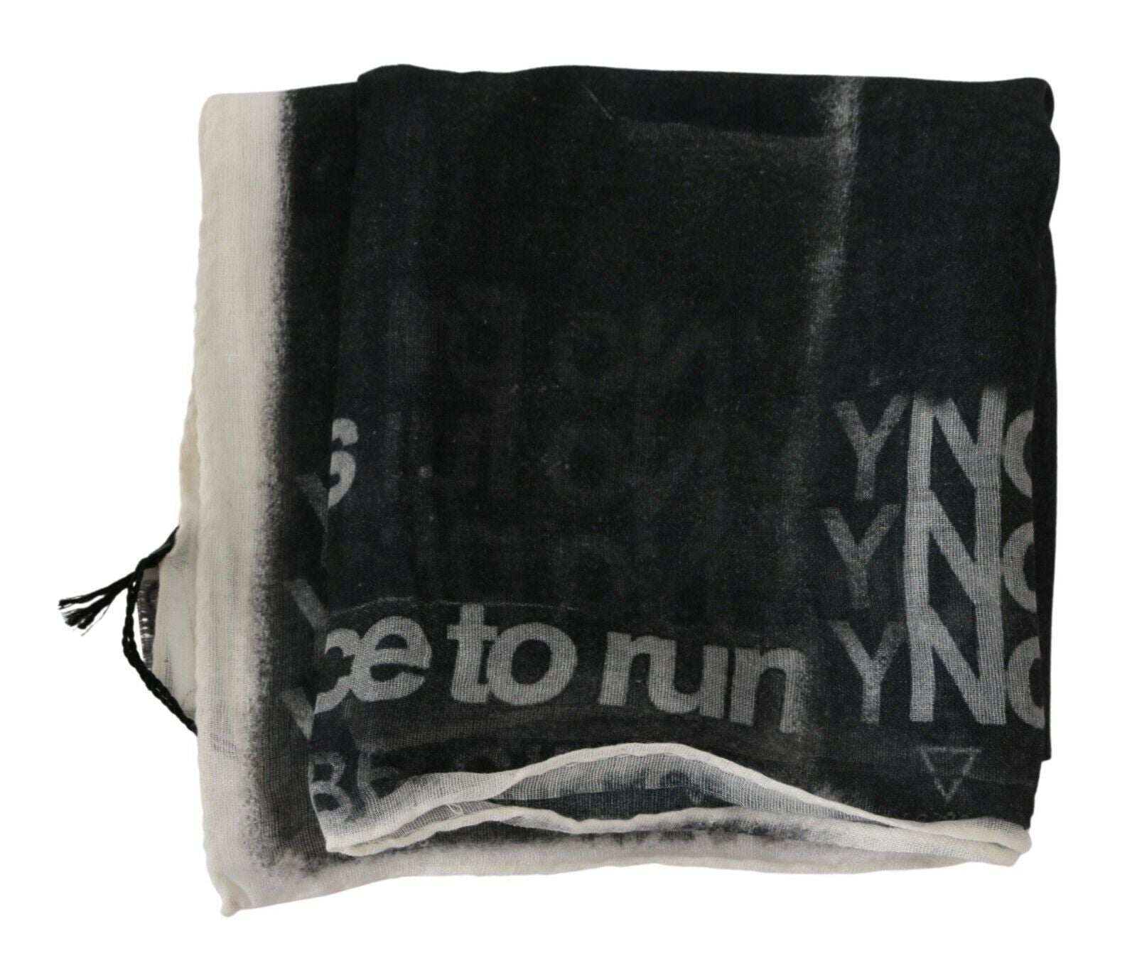 Dunkelgrauer Wollschal mit Logoprint